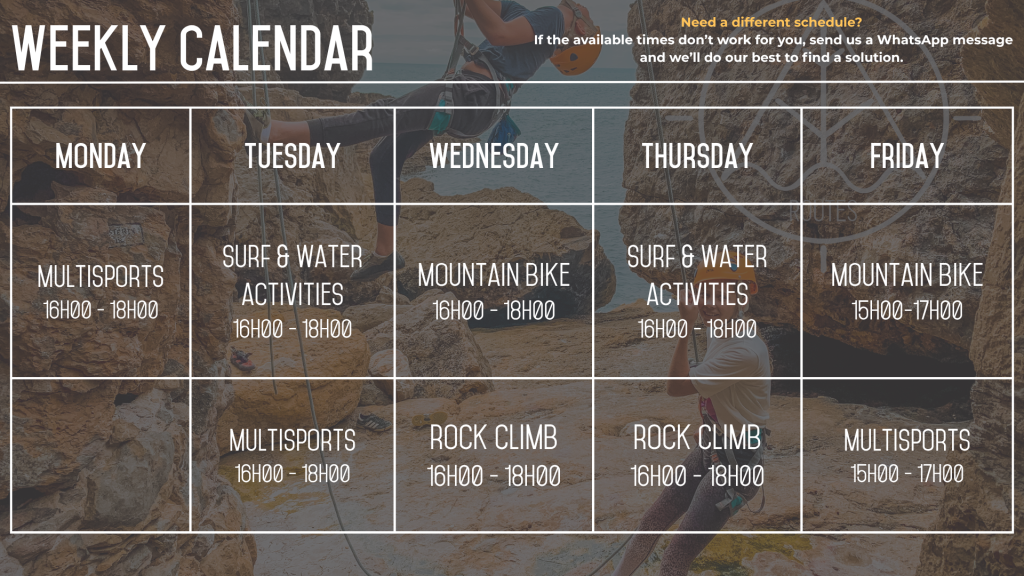 TASIS after-school weekly activity schedule